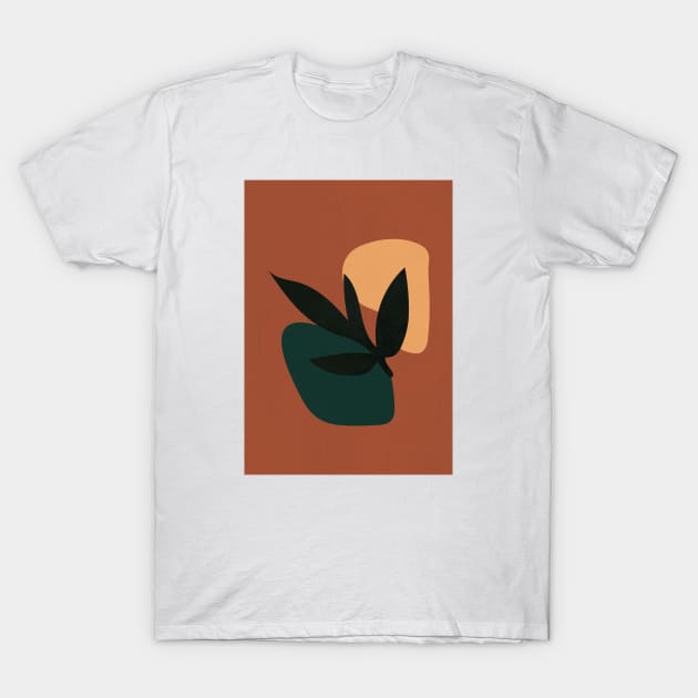 Abstract Boho, Terracotta, Plant, Bohemian Leaf Decor T-Shirt by Colorable